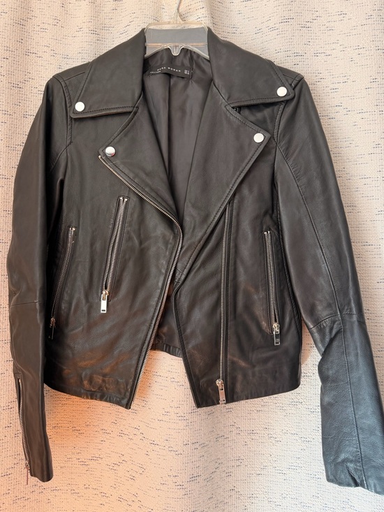 Zara Jackets & Blazers - Zara Black Leather Asymmetrical Biker Jacket